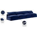  Manufacturer Color_Navy -- Comfy 156" Navy Velvet Upholstered 4 pc Armless Modular Sofa IMAGE 10