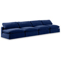  Manufacturer Color_Navy -- Comfy 156" Navy Velvet Upholstered 4 pc Armless Modular Sofa IMAGE 1