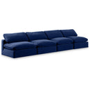 Manufacturer Color_Navy -- Comfy 156" Navy Velvet Upholstered 4 pc Armless Modular Sofa IMAGE 1