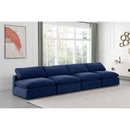  Manufacturer Color_Navy -- Comfy 156" Navy Velvet Upholstered 4 pc Armless Modular Sofa IMAGE 2