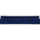  Manufacturer Color_Navy -- Comfy 156" Navy Velvet Upholstered 4 pc Armless Modular Sofa IMAGE 3