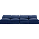  Manufacturer Color_Navy -- Comfy 156" Navy Velvet Upholstered 4 pc Armless Modular Sofa IMAGE 4