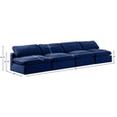  Manufacturer Color_Navy -- Comfy 156" Navy Velvet Upholstered 4 pc Armless Modular Sofa IMAGE 9