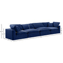  Manufacturer Color_Navy -- Comfy 158" Navy Velvet Upholstered 4 pc Modular Sofa IMAGE 10