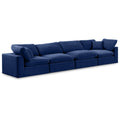  Manufacturer Color_Navy -- Comfy 158" Navy Velvet Upholstered 4 pc Modular Sofa IMAGE 1
