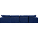  Manufacturer Color_Navy -- Comfy 158" Navy Velvet Upholstered 4 pc Modular Sofa IMAGE 3