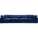  Manufacturer Color_Navy -- Comfy 158" Navy Velvet Upholstered 4 pc Modular Sofa IMAGE 4