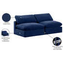  Manufacturer Color_Navy -- Comfy 78" Navy Velvet Upholstered 2 pc Armless Modular Loveseat IMAGE 10