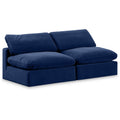  Manufacturer Color_Navy -- Comfy 78" Navy Velvet Upholstered 2 pc Armless Modular Loveseat IMAGE 1
