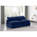  Manufacturer Color_Navy -- Comfy 78" Navy Velvet Upholstered 2 pc Armless Modular Loveseat IMAGE 2