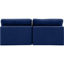  Manufacturer Color_Navy -- Comfy 78" Navy Velvet Upholstered 2 pc Armless Modular Loveseat IMAGE 3
