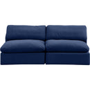  Manufacturer Color_Navy -- Comfy 78" Navy Velvet Upholstered 2 pc Armless Modular Loveseat IMAGE 4