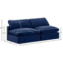  Manufacturer Color_Navy -- Comfy 78" Navy Velvet Upholstered 2 pc Armless Modular Loveseat IMAGE 9