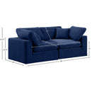  Manufacturer Color_Navy -- Comfy 80" Navy Velvet Upholstered 2 pc Modular Loveseat IMAGE 10