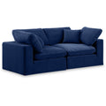  Manufacturer Color_Navy -- Comfy 80" Navy Velvet Upholstered 2 pc Modular Loveseat IMAGE 1
