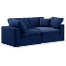  Manufacturer Color_Navy -- Comfy 80" Navy Velvet Upholstered 2 pc Modular Loveseat IMAGE 1