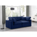  Manufacturer Color_Navy -- Comfy 80" Navy Velvet Upholstered 2 pc Modular Loveseat IMAGE 2