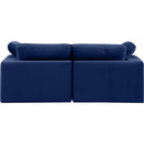  Manufacturer Color_Navy -- Comfy 80" Navy Velvet Upholstered 2 pc Modular Loveseat IMAGE 3