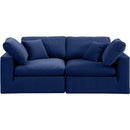  Manufacturer Color_Navy -- Comfy 80" Navy Velvet Upholstered 2 pc Modular Loveseat IMAGE 4