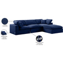  Manufacturer Color_Navy -- Comfy 119" Navy Velvet Upholstered 4 pc Modular Sectional IMAGE 16