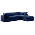  Manufacturer Color_Navy -- Comfy 119" Navy Velvet Upholstered 4 pc Modular Sectional IMAGE 1