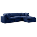  Manufacturer Color_Navy -- Comfy 119" Navy Velvet Upholstered 4 pc Modular Sectional IMAGE 1