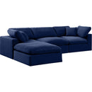  Manufacturer Color_Navy -- Comfy 119" Navy Velvet Upholstered 4 pc Modular Sectional IMAGE 2