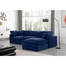  Manufacturer Color_Navy -- Comfy 119" Navy Velvet Upholstered 4 pc Modular Sectional IMAGE 4