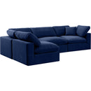  Manufacturer Color_Navy -- Comfy 119" Navy Velvet Upholstered 4 pc Modular Sectional IMAGE 2