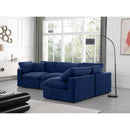  Manufacturer Color_Navy -- Comfy 119" Navy Velvet Upholstered 4 pc Modular Sectional IMAGE 4