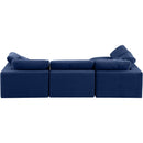  Manufacturer Color_Navy -- Comfy 119" Navy Velvet Upholstered 4 pc Modular Sectional IMAGE 6