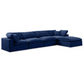  Manufacturer Color_Navy -- Comfy 158" Navy Velvet Upholstered 5 pc Modular Sectional IMAGE 1
