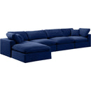  Manufacturer Color_Navy -- Comfy 158" Navy Velvet Upholstered 5 pc Modular Sectional IMAGE 2
