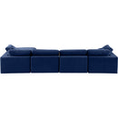  Manufacturer Color_Navy -- Comfy 158" Navy Velvet Upholstered 5 pc Modular Sectional IMAGE 5