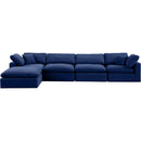  Manufacturer Color_Navy -- Comfy 158" Navy Velvet Upholstered 5 pc Modular Sectional IMAGE 7