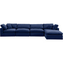  Manufacturer Color_Navy -- Comfy 158" Navy Velvet Upholstered 5 pc Modular Sectional IMAGE 8