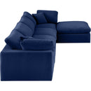  Manufacturer Color_Navy -- Comfy 158" Navy Velvet Upholstered 5 pc Modular Sectional IMAGE 9