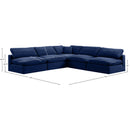  Manufacturer Color_Navy -- Comfy 118" Navy Velvet Upholstered 5 pc Modular Sectional IMAGE 10