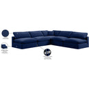 Manufacturer Color_Navy -- Comfy 118" Navy Velvet Upholstered 5 pc Modular Sectional IMAGE 11