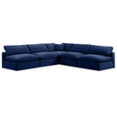  Manufacturer Color_Navy -- Comfy 118" Navy Velvet Upholstered 5 pc Modular Sectional IMAGE 1