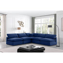 Manufacturer Color_Navy -- Comfy 118" Navy Velvet Upholstered 5 pc Modular Sectional IMAGE 2