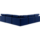  Manufacturer Color_Navy -- Comfy 118" Navy Velvet Upholstered 5 pc Modular Sectional IMAGE 3