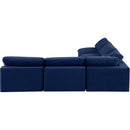  Manufacturer Color_Navy -- Comfy 118" Navy Velvet Upholstered 5 pc Modular Sectional IMAGE 4