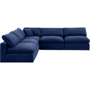  Manufacturer Color_Navy -- Comfy 118" Navy Velvet Upholstered 5 pc Modular Sectional IMAGE 5