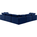  Manufacturer Color_Navy -- Comfy 119" Navy Velvet Upholstered 5 pc Modular Sectional IMAGE 3