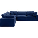  Manufacturer Color_Navy -- Comfy 119" Navy Velvet Upholstered 5 pc Modular Sectional IMAGE 5