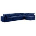  Manufacturer Color_Navy -- Comfy 158" Navy Velvet Upholstered 5 pc Modular Sectional IMAGE 1