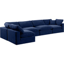  Manufacturer Color_Navy -- Comfy 158" Navy Velvet Upholstered 5 pc Modular Sectional IMAGE 2