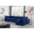  Manufacturer Color_Navy -- Comfy 158" Navy Velvet Upholstered 5 pc Modular Sectional IMAGE 4