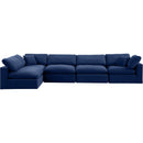  Manufacturer Color_Navy -- Comfy 158" Navy Velvet Upholstered 5 pc Modular Sectional IMAGE 7